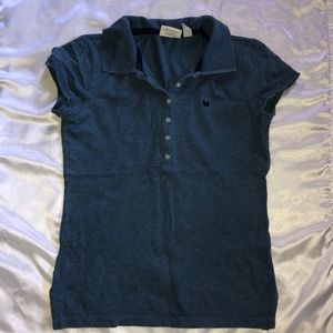 slim fit light navy color button up shirt